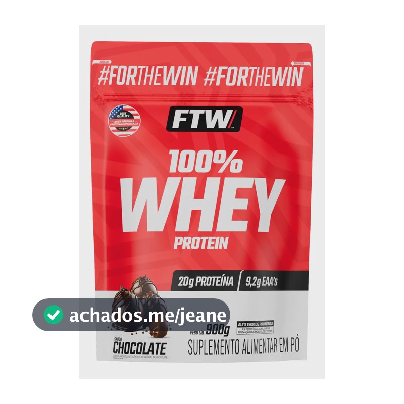Whey Protein 100% Concentrado 900g Refil Sabor Chocolate - FTW
