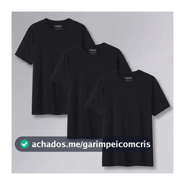 Kit 3 Camisetas  Light T-shirt Insider Preto M Lisa