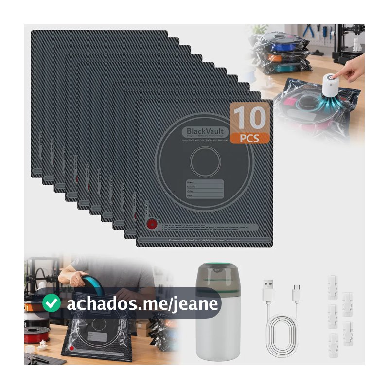 Sacos Vácuo 32x34 10un Preto Bomba Usb Filamento 3d 5 Clips