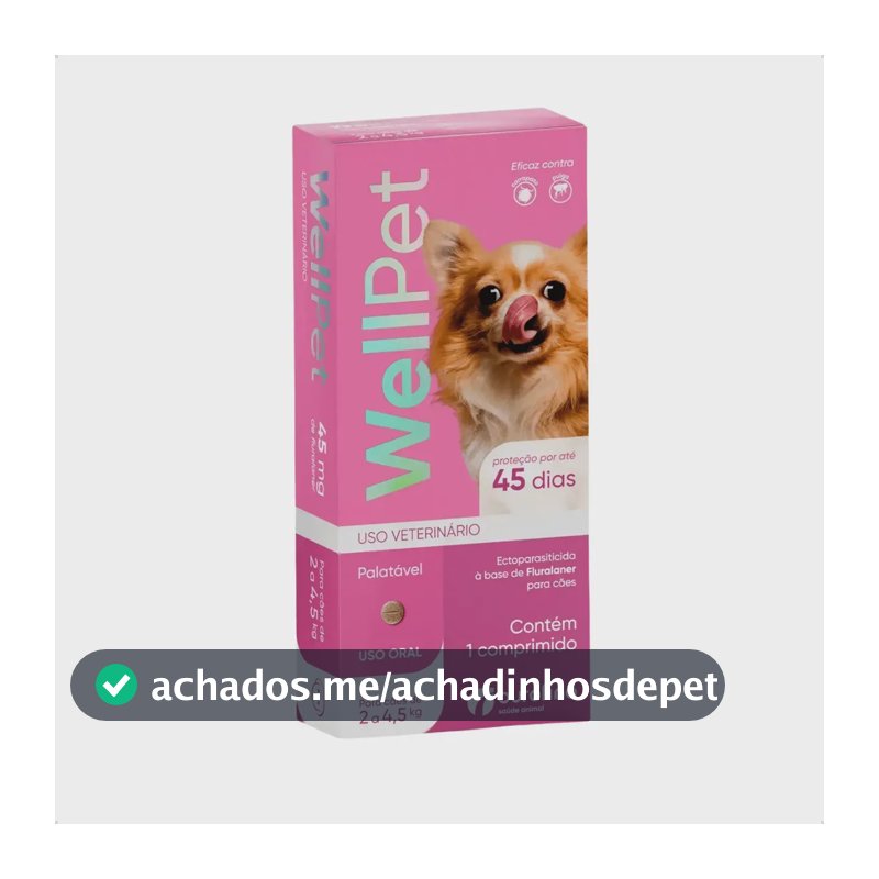 Ourofino Wellpet Antipulgas Caes 2kg a 4,5kg Rosa