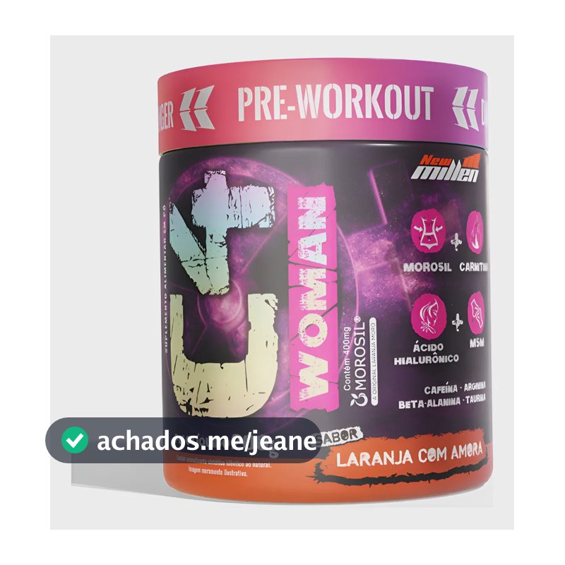 Pre Treino C4 Woman + Hialuronico Laranja 200g - New Millen Laranja Com Amora