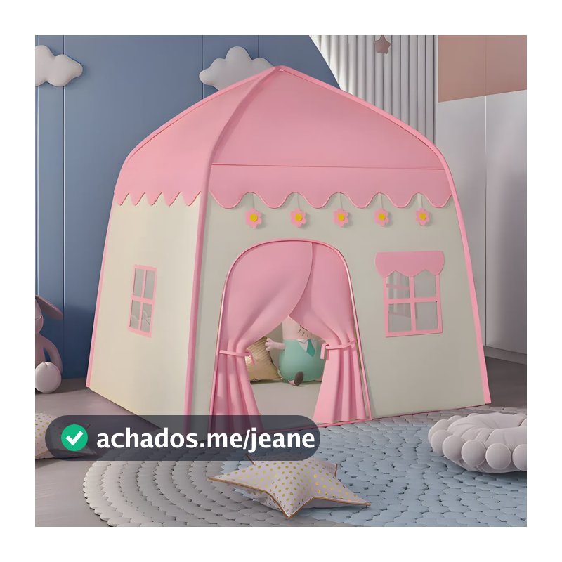 Barraca Infantil Casinha Com Luzes Led Tenda De Brincar Branco E Rosa