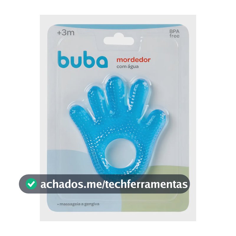 Mordedor para bebê Com Água Mão Azul Buba Liso Mãozinha Azul Liso