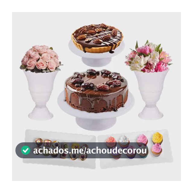 Kit Festa 6 Peças, Vaso + Boleira + Bandeja Decoração Doces