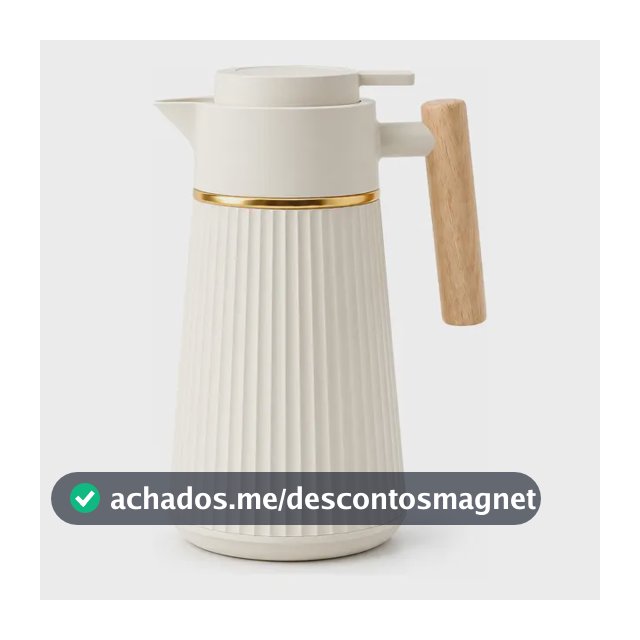Garrafa Térmica Nórdica Café 1l Cabo Madeira Luxo Mesa Posta Creme