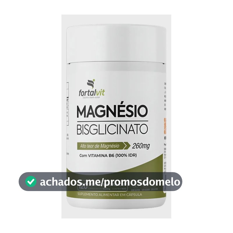 Magnésio Bisglicinato Longa Duração: 2 Meses de Uso, 260mg Magnésio + Vitamina B6, 120 Cápsulas, Fortalvit