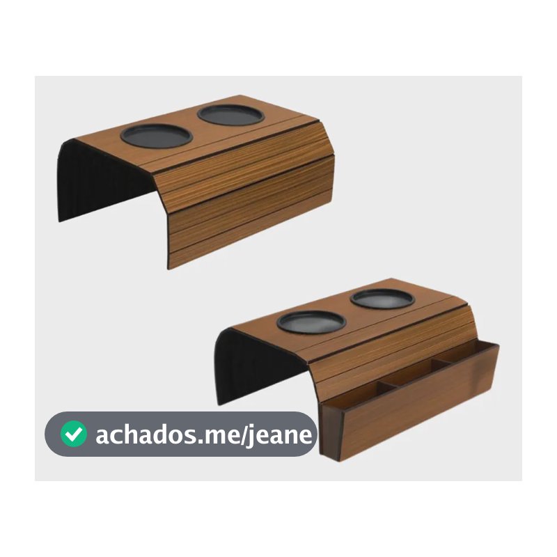 Kit 2 Uni Esteira Porta Copos Controle Braço Sofá Caramelo Pintura Caramelo