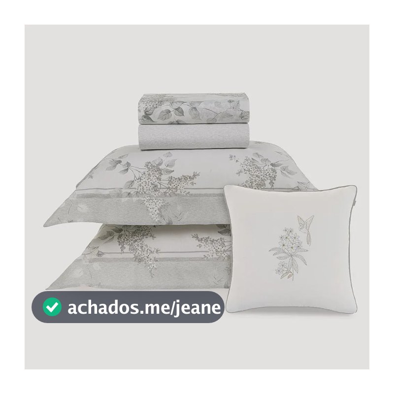 Jogo De Cama Queen Com Capa De Almofada 200 Fios Brenda Cinza Toque Soft 200 | Fio Penteado 200 Fios