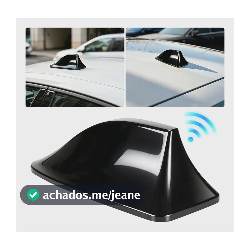 Antena Automotiva Carro Teto Shark Tubarão Barbatana Am Fm Preto
