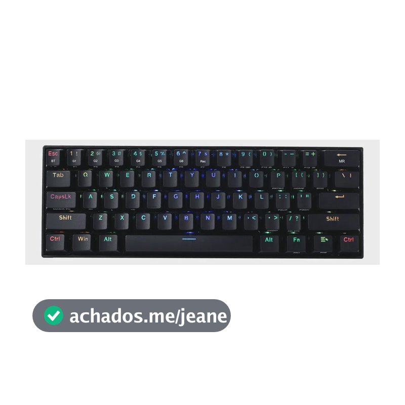Teclado Redragon Draconic QWERTY Redragon DIY Brown inglês US cor preto com luz RGB
