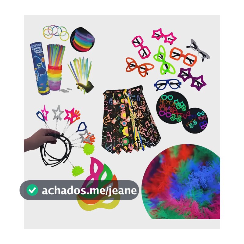 Kit Balada Festa 150 Pç Óculos Tiara Pulseira Neon Casamento