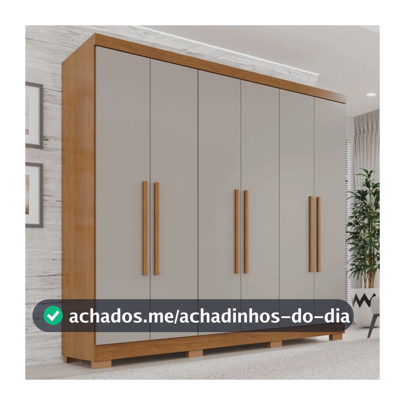 Guarda-roupa Casal 6 Portas 2 Gavetas França Espresso Móveis cor cinamomo off-white