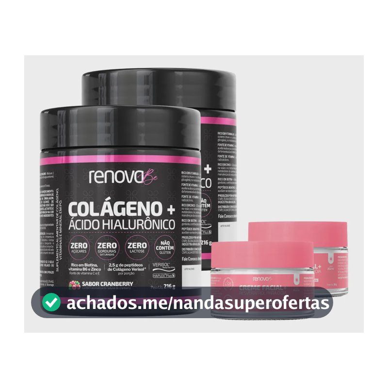 Ácido hialurônico Haplex Plus Renova Be Alimentar Pele Rugas em colageno em po sabor Oxicoco 2 un