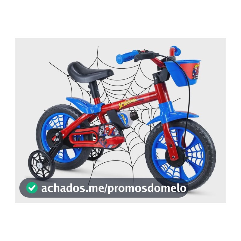Bicicleta Infantil Menino 2 A 4 Anos Aro 12 Homem Aranha Cinza-escuro M