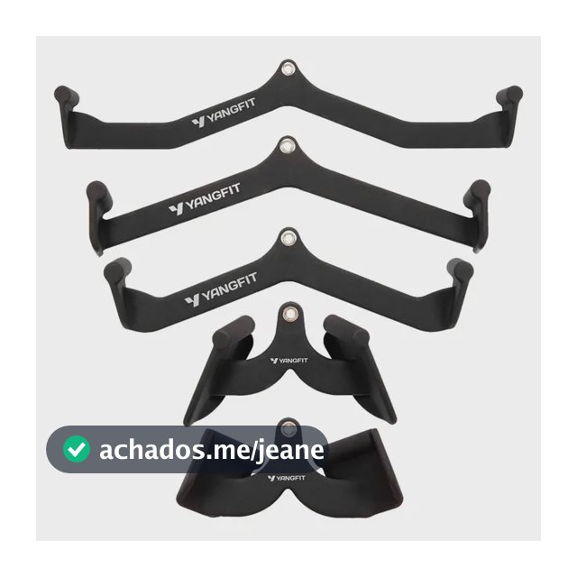 Kit Puxadores Anatômico Academia Musculação 5 Peças Yangfit Preto