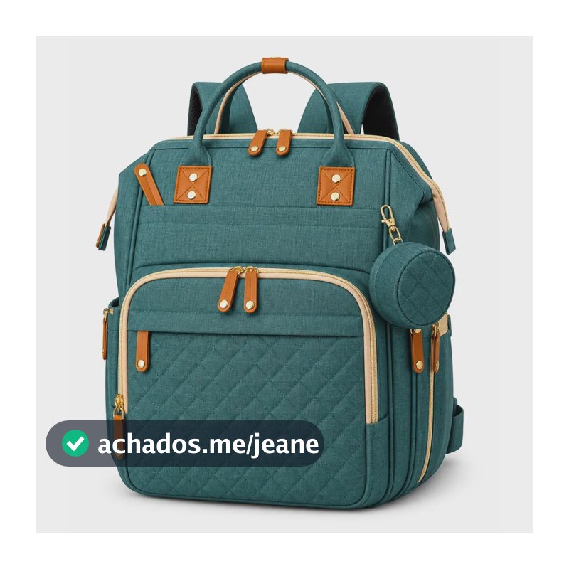 Mochila Maternidade BAGEAR Verde Com Porta Mamadeira Térmica e Alça para Carrinho
