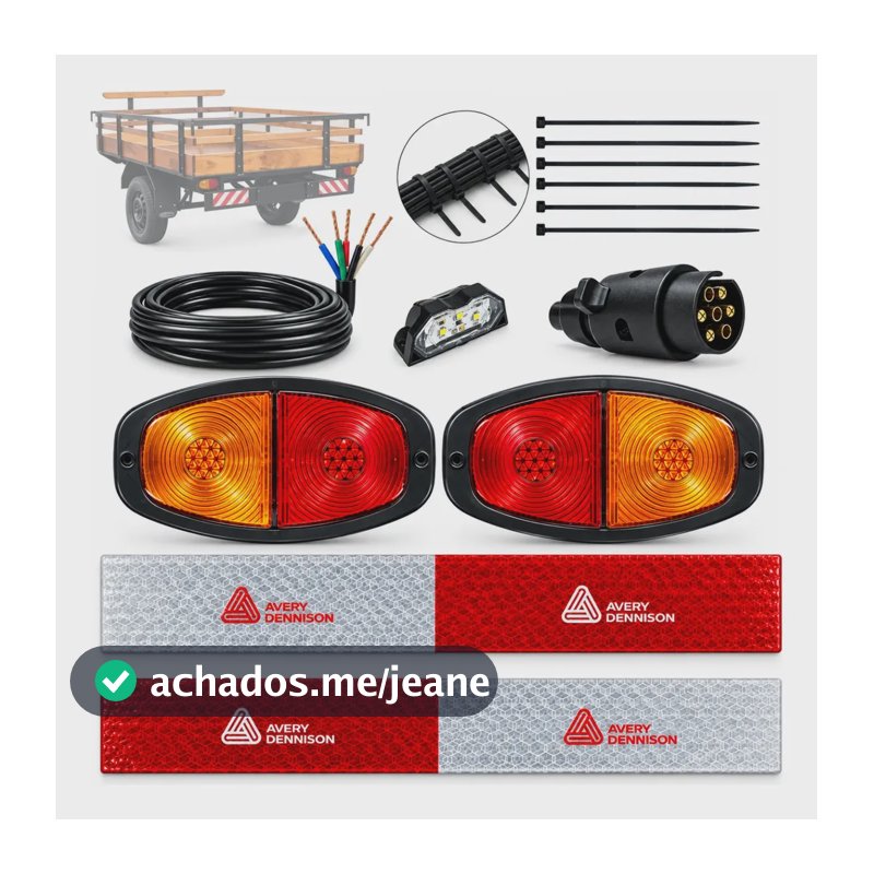 Kit Iluminação Caretinha Reboque Com Lanternas Led Direito Laranja/vermelho