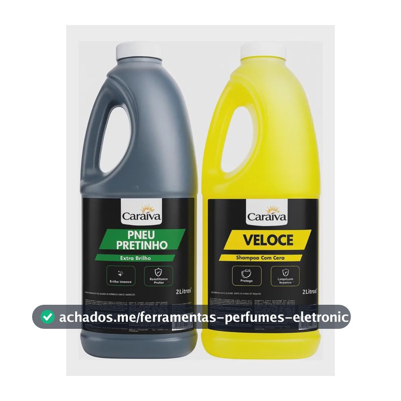 Kit Lavagem Automotiva Caraíva Shampoo Com Cera 2L + Pneu Pretinho Extra Brilho 2 Litros Biodegradável