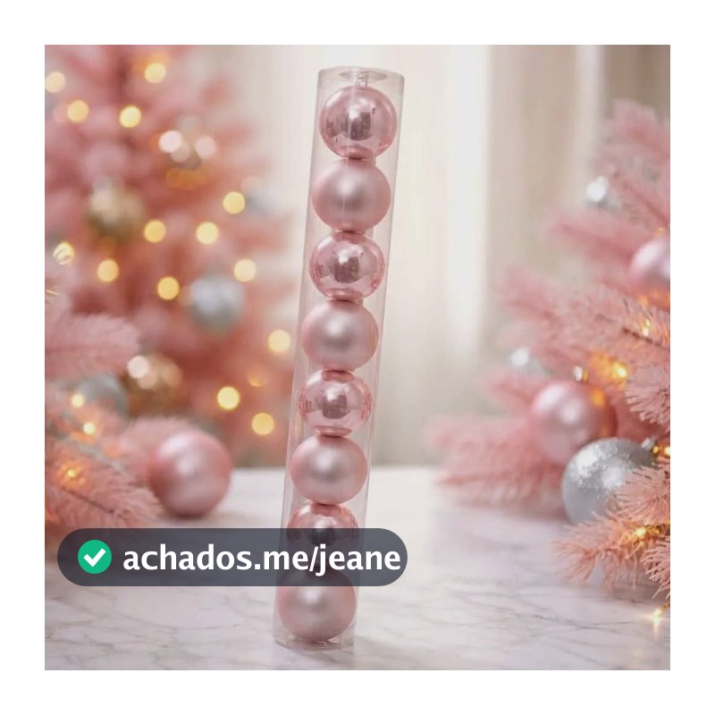 10 Bolas P/ Árvore De Natal 8cm Lisa/fosca Várias Cores Rosa-claro Lisa