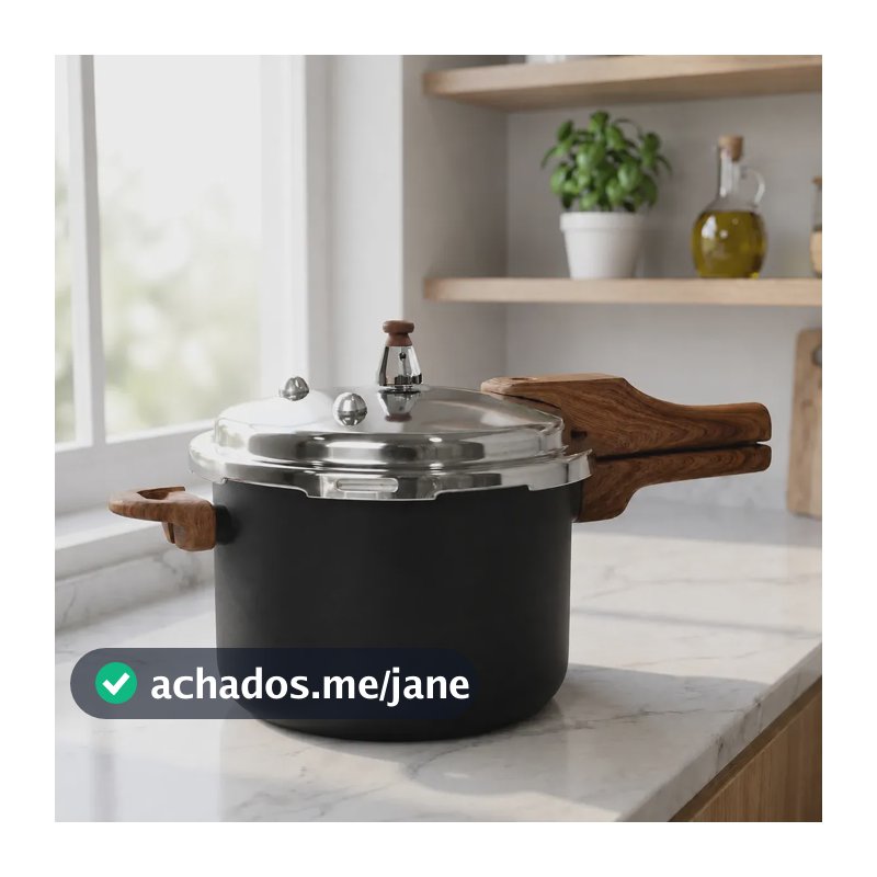 Panela Pressão 4,2l Indução Cerâmica 4 Válvulas Segurança Cor Preto