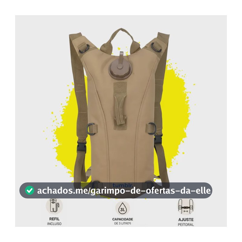Mochila De Hidratação Tática Com Refil De Água 3 Litros Térmica Para Bike Bicicleta Ciclismo Trilha Corrida Tumblr Cor Bege