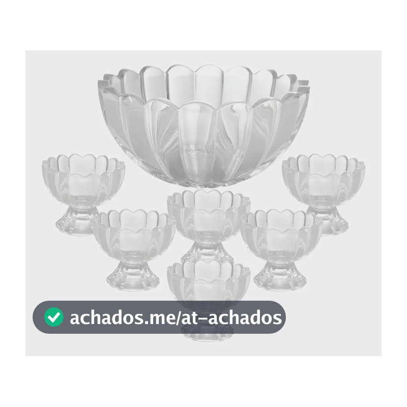 7 Peças Bowl Com 6 Taças Wolff De Vidro Para Sobremesa