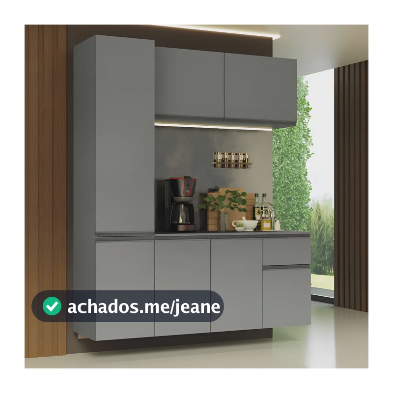 Armário De Cozinha Completa Suspenso 160cm Nice Madesa C 02 Cor Cinza