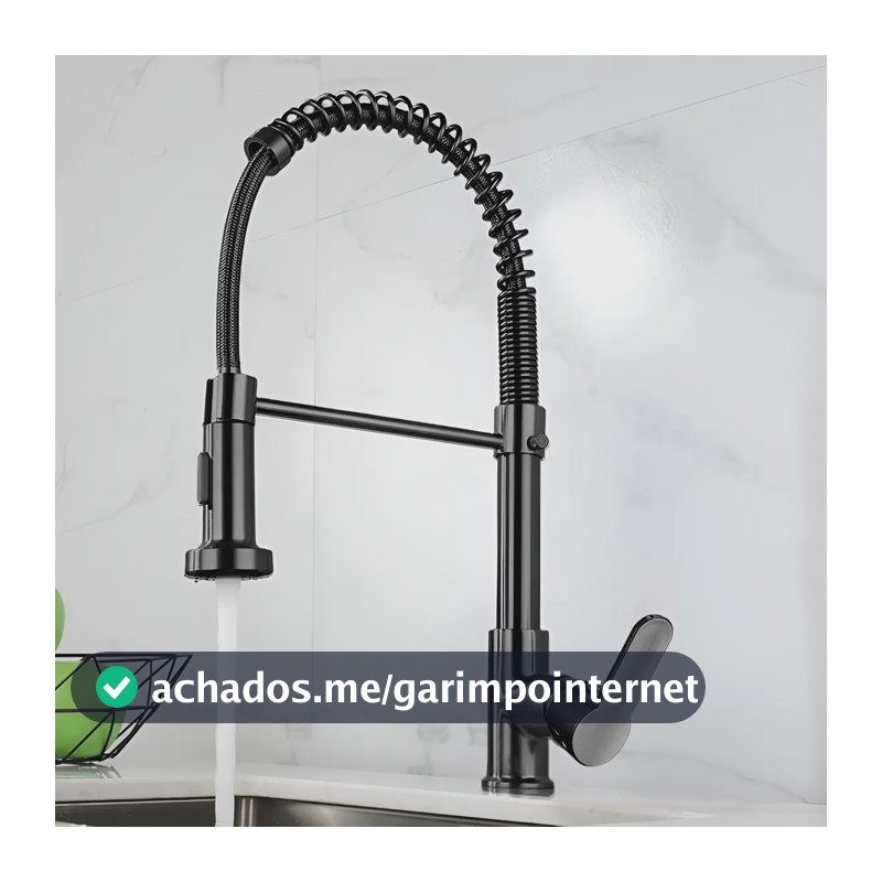 Torneira Cozinha Gourmet Bancada Flexível Monocomando Pia Preto B22-black