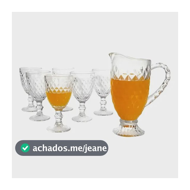 Jogo Taças Com Jarra Vidro 7 Pçs - Haus Bico De Jaca Empire Cor Transparente