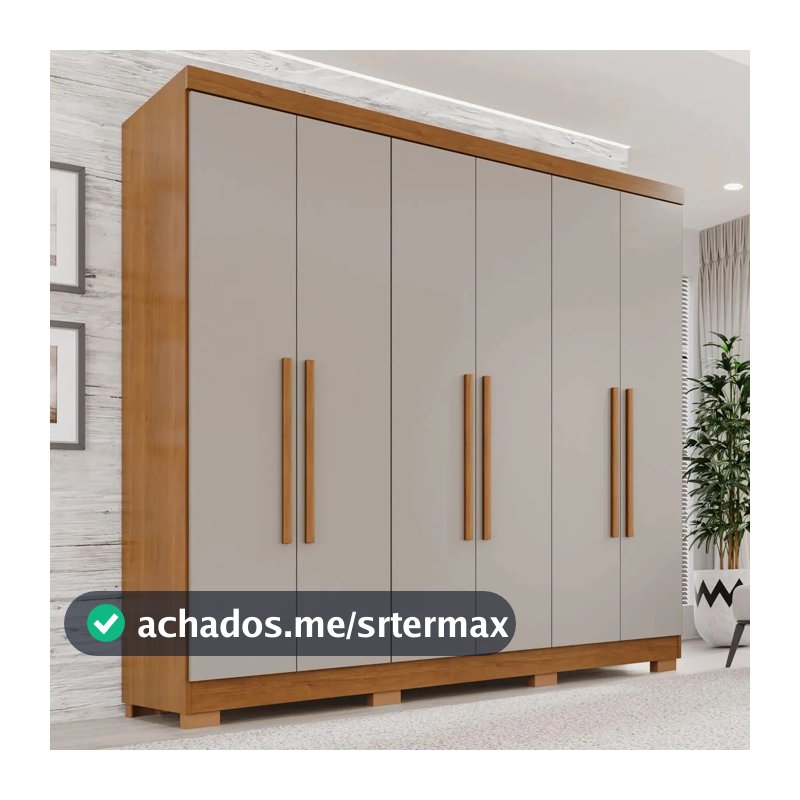 Guarda-roupa Casal 6 Portas 2 Gavetas França Espresso Móveis cor cinamomo off-white