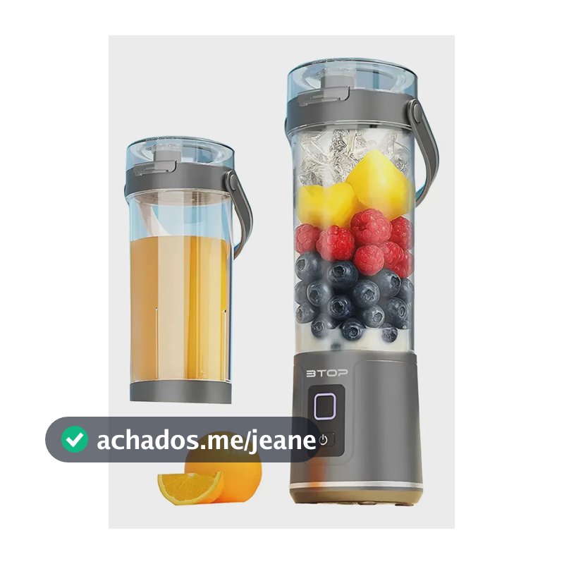 Liquidificador Portátil Dgx Mini Cinza de 600 mL Com 12 Lâminas e Recarregável