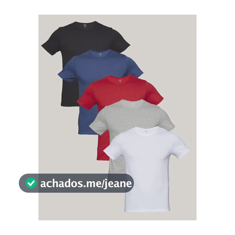 Kit Com 5 Camisetas Masculinas Lisa Multicolorida Hering Multicolorido Liso G