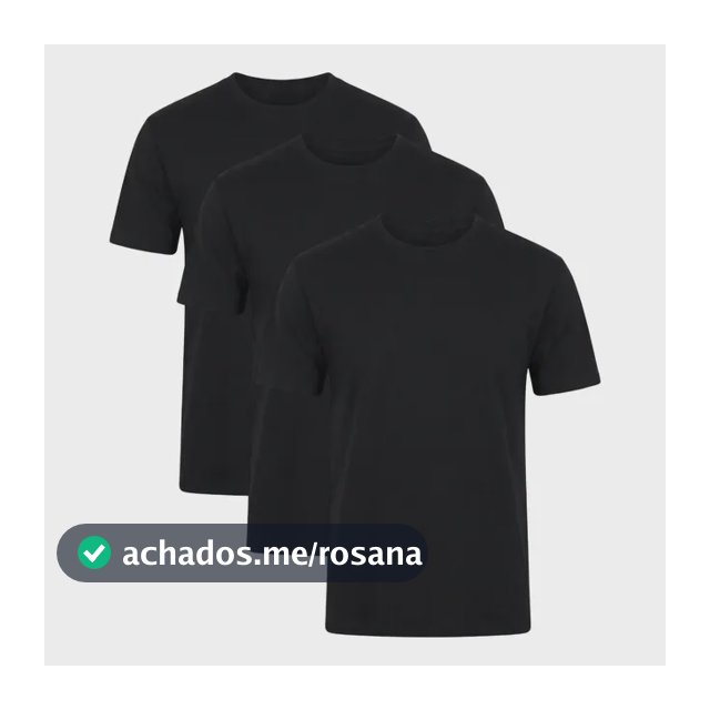 Kit 3x Camiseta Básica T-shirt Preta Super Pima Premium Tech