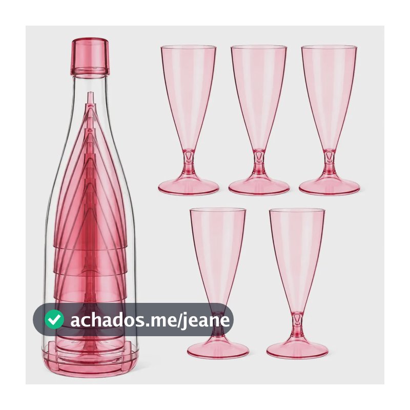 Kit 5 Taças Espumante Champagne Desmontáveis Portáteis Com Estojo 2 em 1 Para Praia Picnic Camping