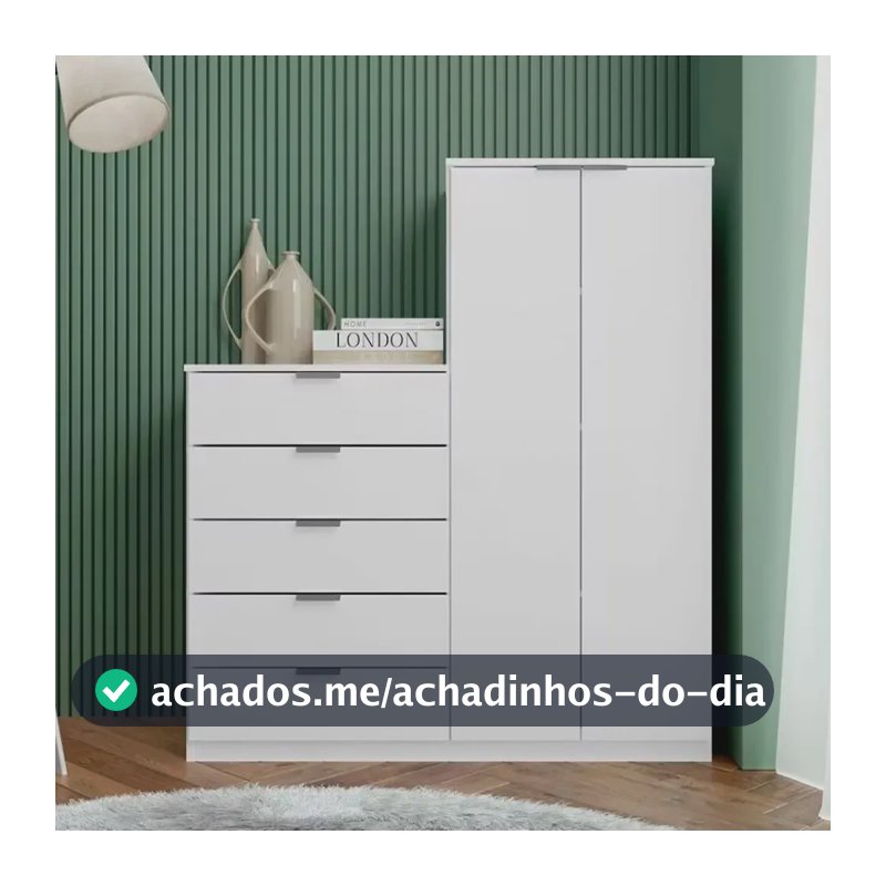 Cômoda Sapateira Roma Com 2 Portas E 5 Gavetas Bartira Cor Branco fosco