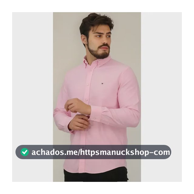 Camisa Tommy Hilfiger Regular Fit Classic Collar Rosa