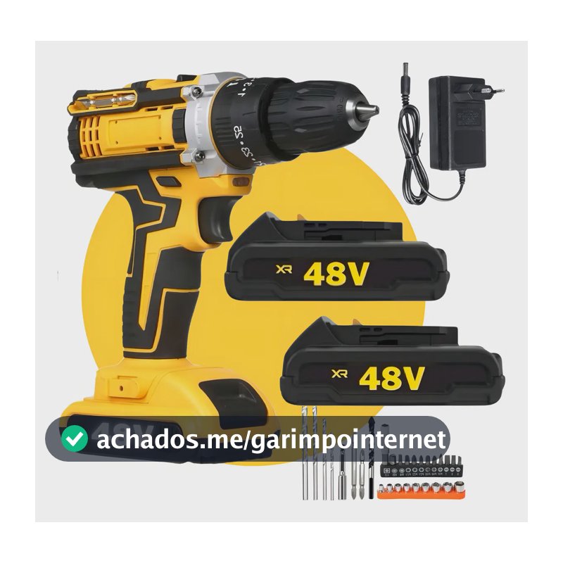 Parafusadeira Furadeira Eletrica Maleta 2 Bateria Cor Amarelo
