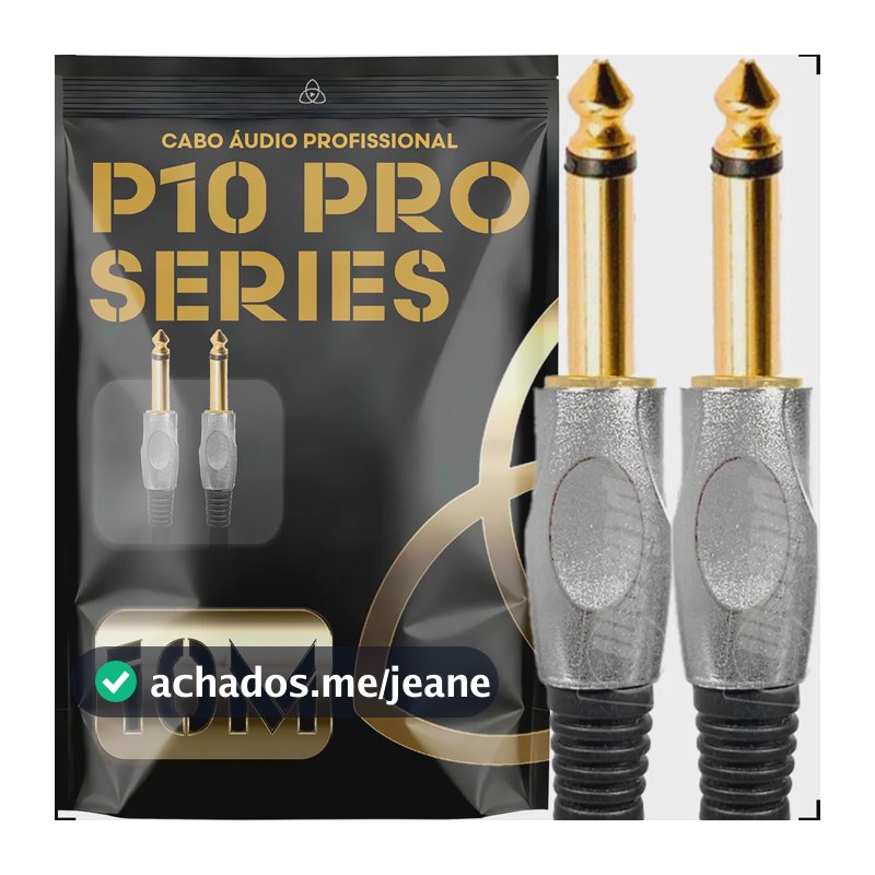 Cabo P10 de Áudio Mono Profissional 10 Metros para Guitarra e Teclado – Trinity Pro Series