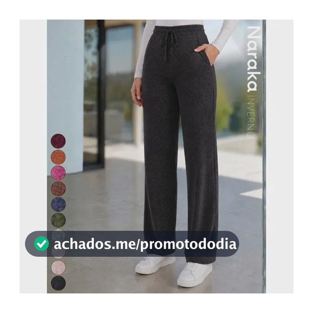Calça Pantalona Feminina Lanzinha Cintura Alta Com Bolso
