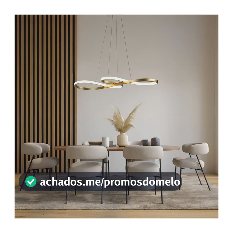 Lustre Pendente LED VOLTIS, em Formato de Nota Musical, 60W Dourado, para Sala