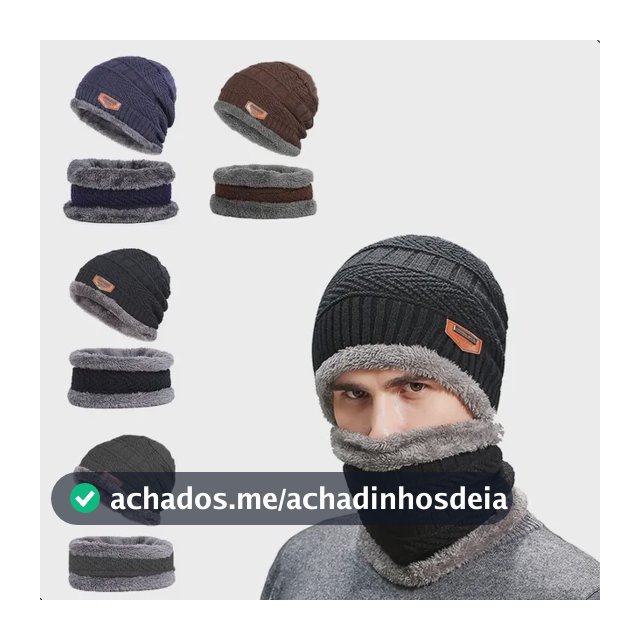 Touca De Inverno Gorro De Frio De Lã Toca + Gola Cachecol