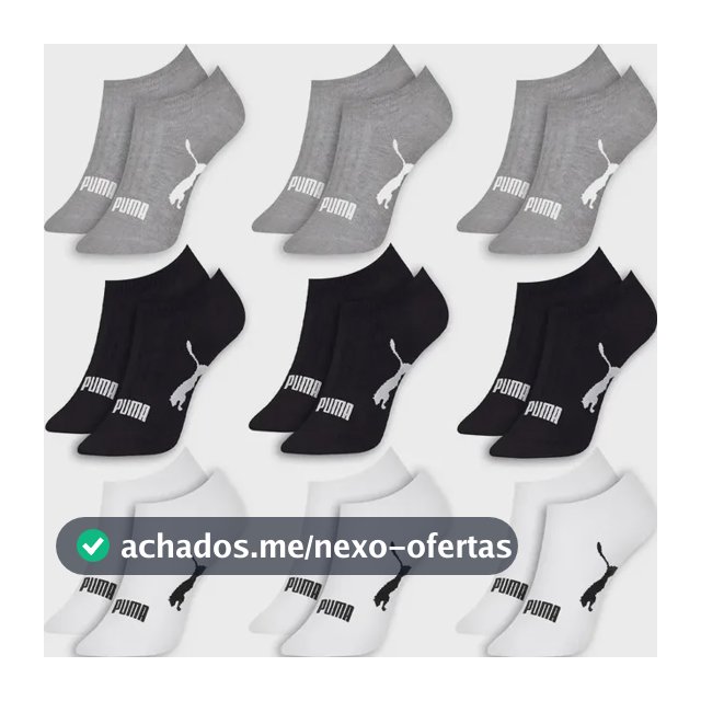 Kit 9 Pares Meias Puma Sapatilha Soquete Invisível Original