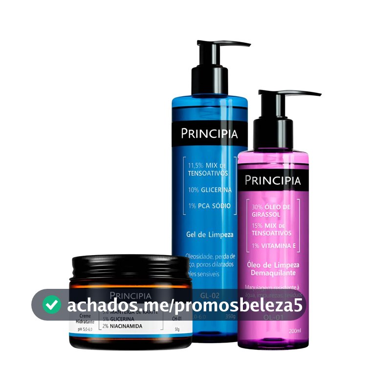 Principia Kit Limpeza E Hidratação Ch-01 + Ol-01 + Gl-02 Todo Tipo De Pele Dia/noite