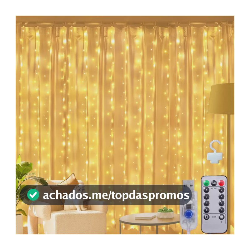 33m Cortina De Luz 300 Pisca Pisca Led Decoração De Natal Amarelo 110v/220v
