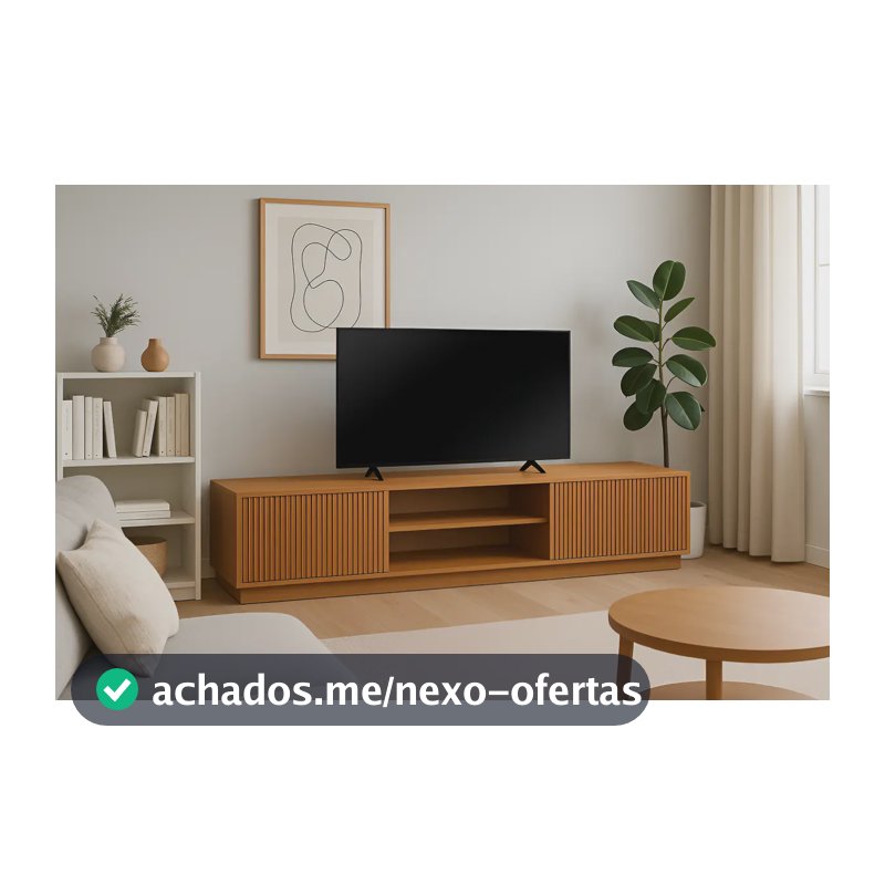 Rack Mavaular Valência MDF Natural 180cm Para TV Até 75'' 2 Portas Moderno