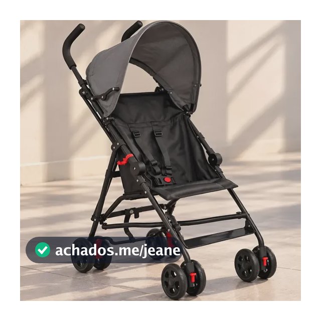 Carrinho De Bebê Passeio Guarda Chuva Preto Dobrável Preto