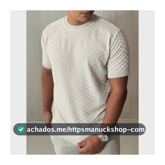 Camiseta Masculina Manga Curta Xadrez Tricô Leve Elegante