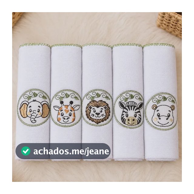 Kit 5 Fraldas De Pano Bordadas C/ Bainha Tecido Duplo Menino