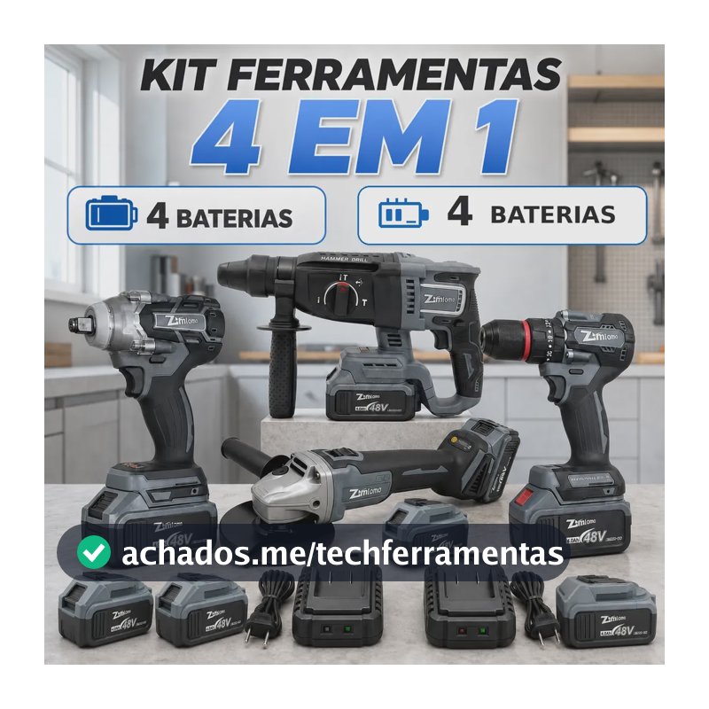 Kit 4 Ferramentas Elétricas 48v 4 Baterias Com Maleta Bivolt