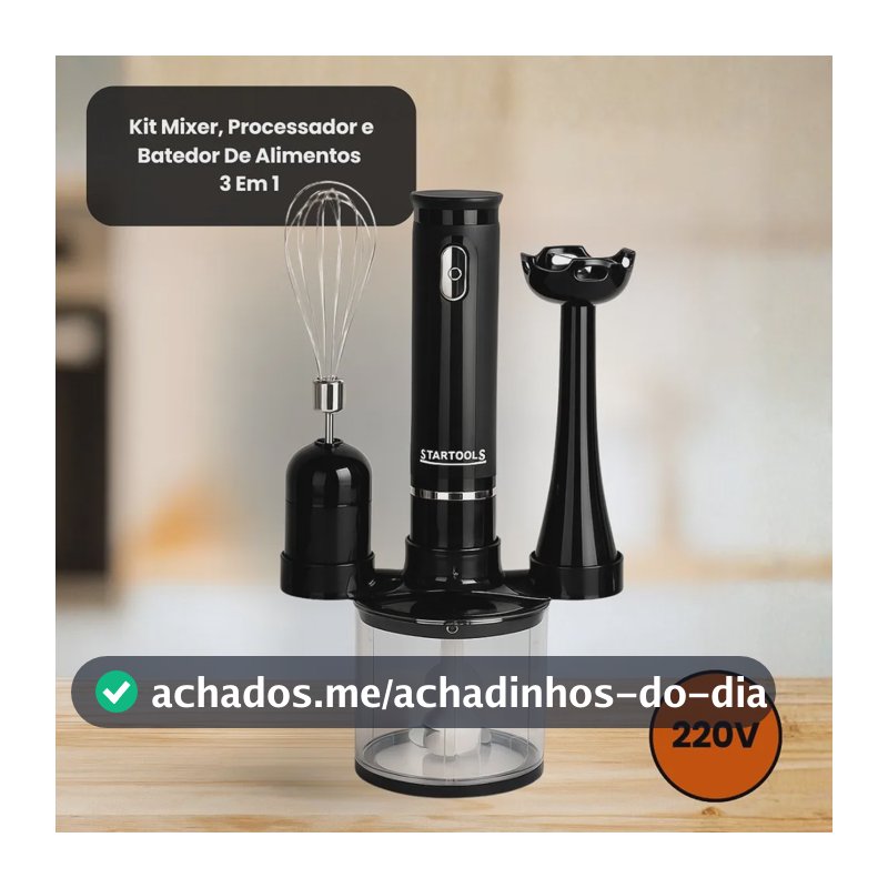 Kit Multiprocessador Batedeira Mixer Multifuncional 3 Em 1